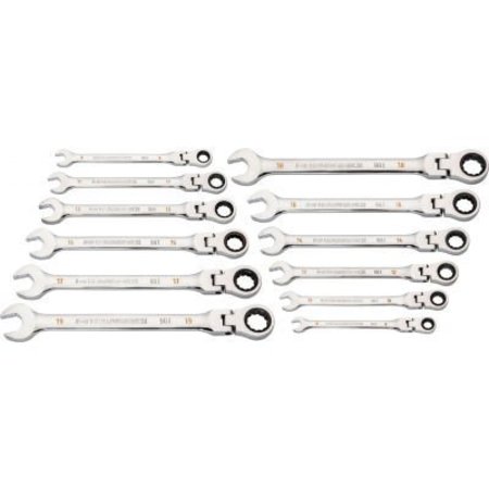 Gearwrench® 90 Tooth & 12 Point Flex Head Metric Combination Ratcheting Wrench, Set of 12 -  APEX TOOL GROUP, 86727